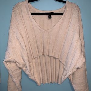 Forever 21 cropped high to low cream sweater